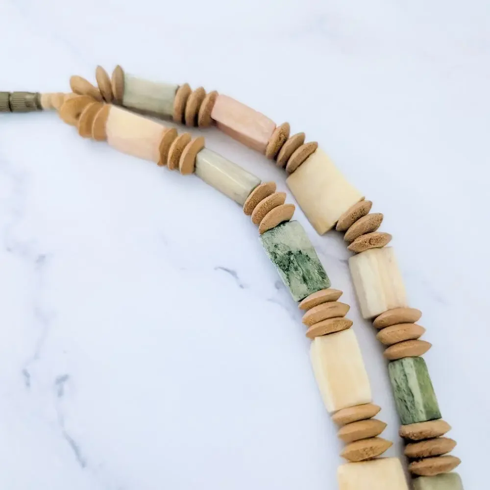 Vintage Necklace Unusual Carved? Beads